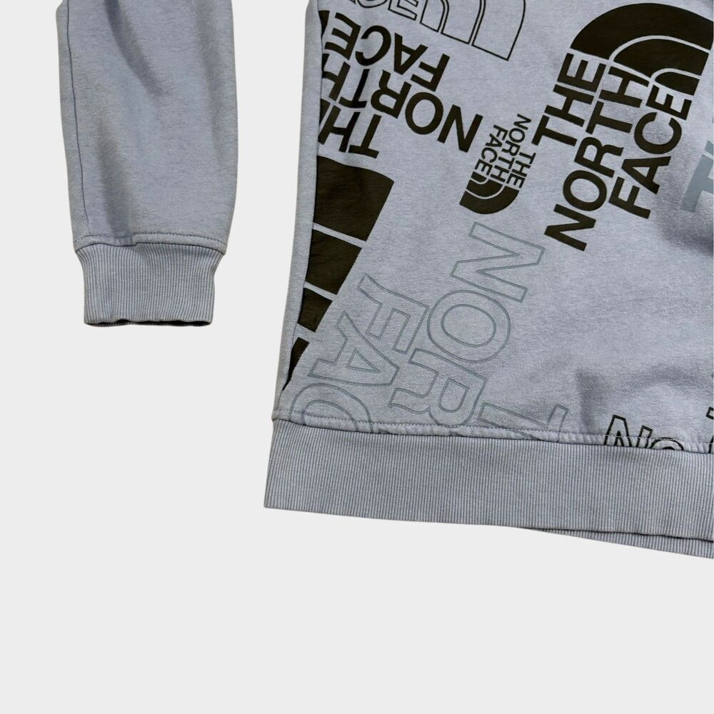 The North Face Womens Large Blue AOP Jumbo All Over Print Logo Sweatshirt Crew L - Picture 5 of 10
